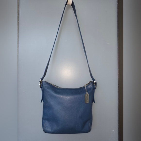 Vintage COACH 9326 Blue Leather Slim Duffle Shoulder Bag (2003) - Picture 1 of 14